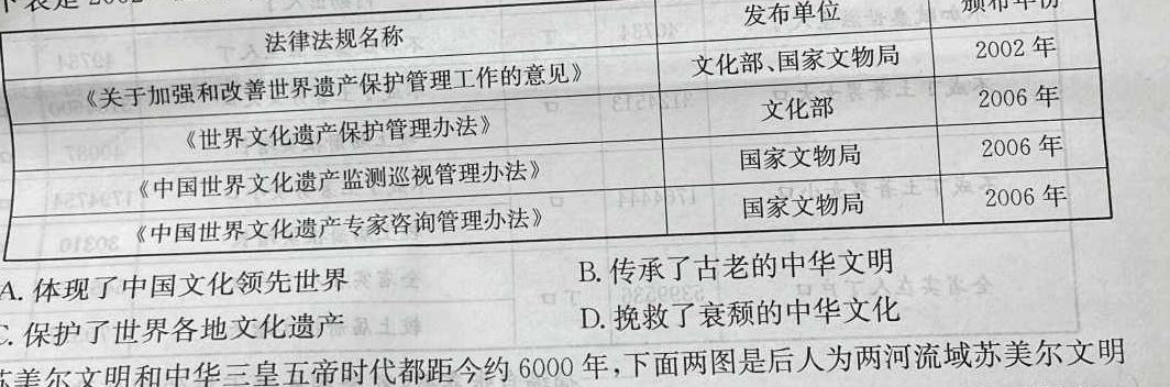江西省2024年八年级《学业测评》分段训练（五）历史