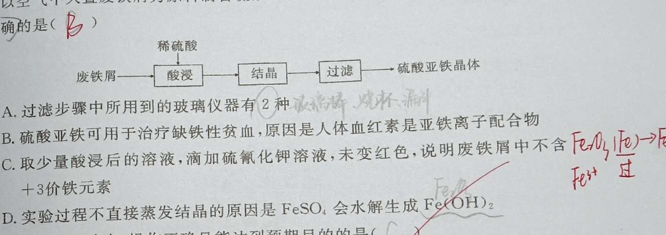 【热荐】辽宁省2026届高一年级寒假验收考试(241595D)化学