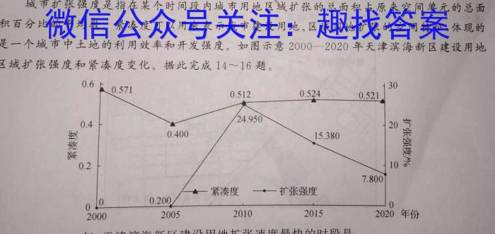 安徽省2024届九年级5月联考试题卷（三）（无标题）地理试卷答案