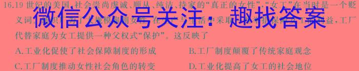 陕西省2024年中考总复习专题训练 SX(一)历史试卷答案