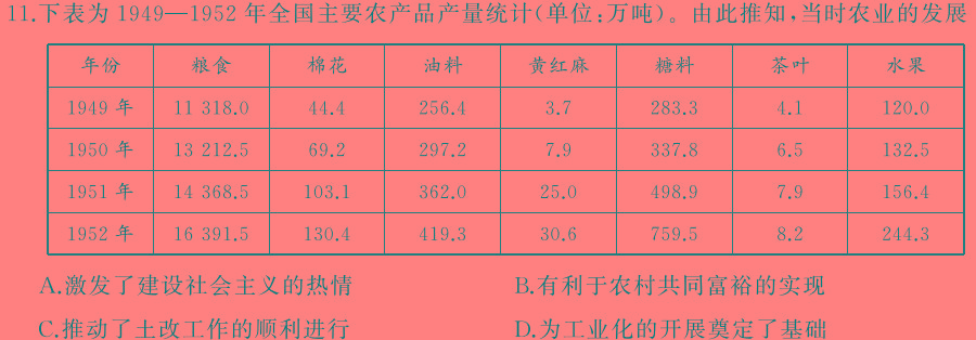 [今日更新]2024届新高考教学教研联盟高三第一次联考历史试卷答案