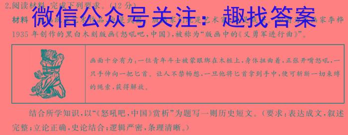 安徽省2024年九年级一模学情调研试卷历史试卷答案