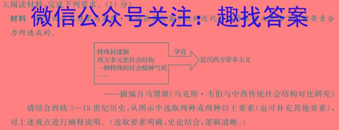 河北省2024年初中学业水平质量监测历史试卷答案