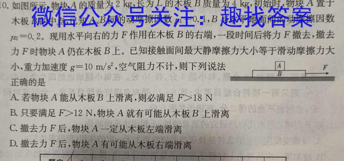 河南省2023-2024学年度八年级下学期期中综合评估[6L-HEN]物理试卷答案