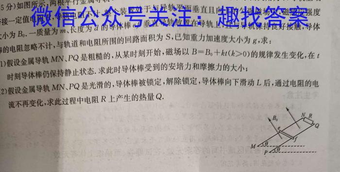 安徽师范大学附属中学2023-2024学年高二下学期第一次学情检测物理`