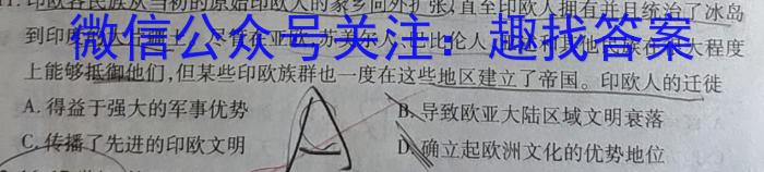 河北省2023~2024学年度八年级上学期阶段评估(二)[3L-HEB]历史试卷答案