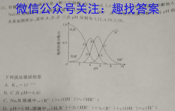 2024年安徽省名校大联考试卷（三）化学