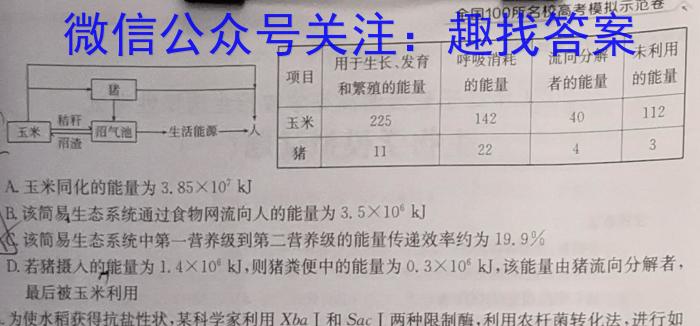 2024年河北省初中毕业生升学文化课考试模拟试卷LZ生物学试题答案