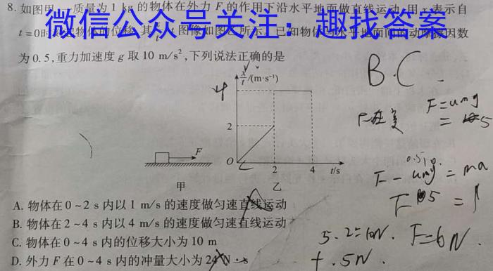 2024届普通高等学校招生全国统一考试 高三青桐鸣押题卷一物理试卷答案