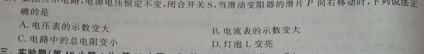 2024年河南省中招考试押题试卷（三）(物理)试卷答案