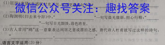 九师联盟 2025届8月高三开学考语文