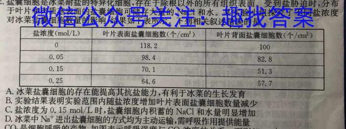 华大新高考联盟2024年高三名校高考预测卷生物学试题答案