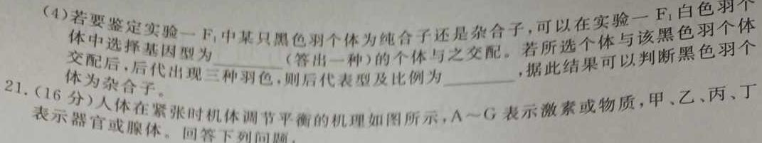 山西省2024年第二学期高中新课程模块期末考试试题（卷）高一年级生物