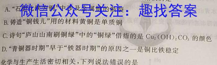 q安徽省安师联盟2024年中考权威预测模拟试卷（六）化学