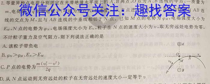 2024届黑白卷 白卷物理试题答案
