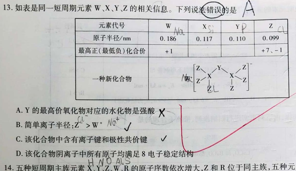 【热荐】黑龙江2023-2024学年度高三年级第二次模拟考试(243588Z)化学