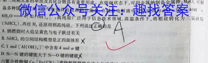 q百师联盟2025届高三开学摸底联考（8月）化学