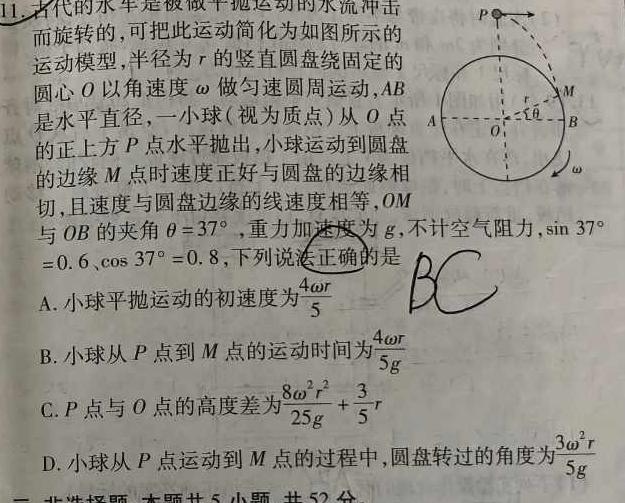 2025届全国名校高三单元检测示范卷·(七)7(物理)试卷答案