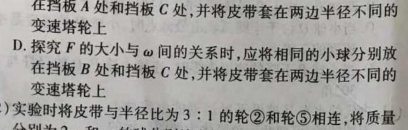 陕西省2024-2025学年度第一学期开学收心检测卷（高二）-(物理)试卷答案