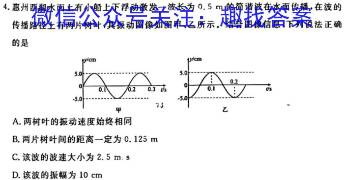 卓育云·2023-2024中考学科素养自主测评卷（二）物理试卷答案