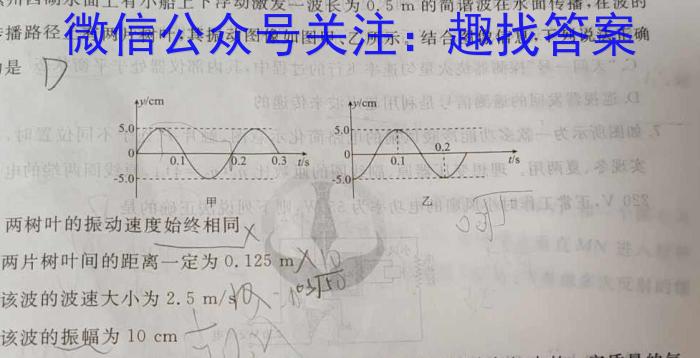 炎德英才大联考 长郡中学2024年高二暑假作业检测试卷物理试卷答案