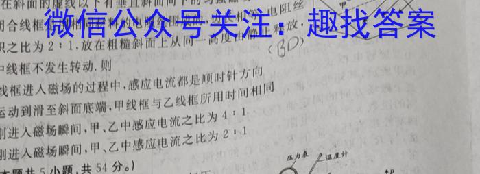 2024年陕西省初中学业水平考试(空心五角星)物理试题答案