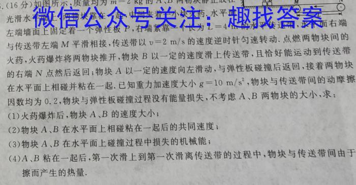 2023-2024学年海南高一阶段性教学检测(五)物理试卷答案