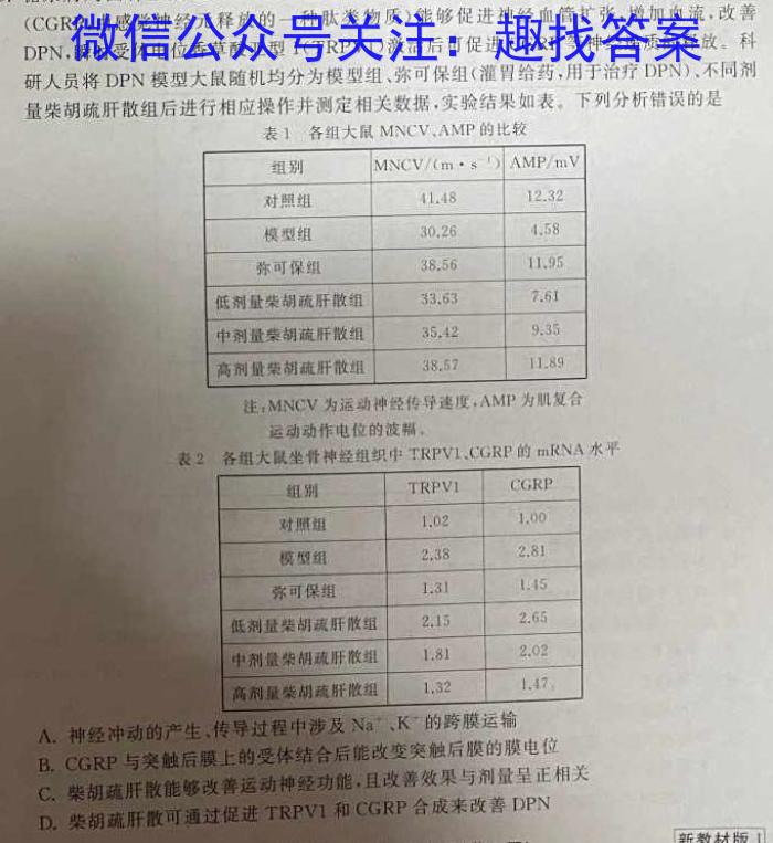 学普试卷 2024届高三第四次冲刺版(四)4生物学试题答案