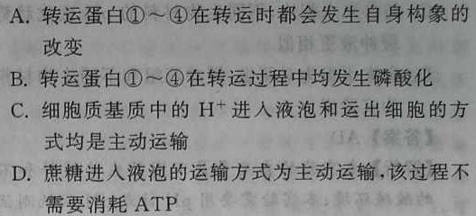 九师联盟·陕西省2024-2025学年高三教学质量监测开学考生物学部分