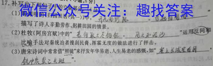 陕西省2023-2024学年度第二学期七年级期中学业水平测试试题（卷）语文