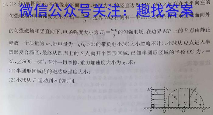 甘肃省张掖市2024年高三年级第三次诊断考试物理试卷答案