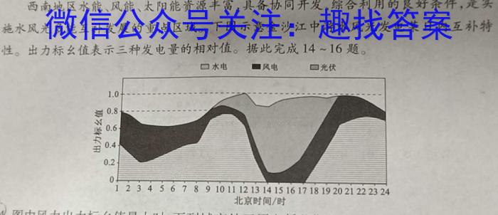 安徽省2023~2024学年度届九年级阶段质量检测 R-PGZX D-AH♯地理试卷答案