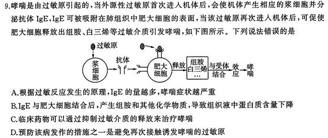江西省2024年八年级《学业测评》分段训练（六）生物