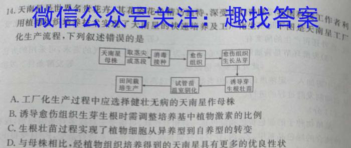 安徽省2024年八年级教学质量检测（4月）生物学试题答案