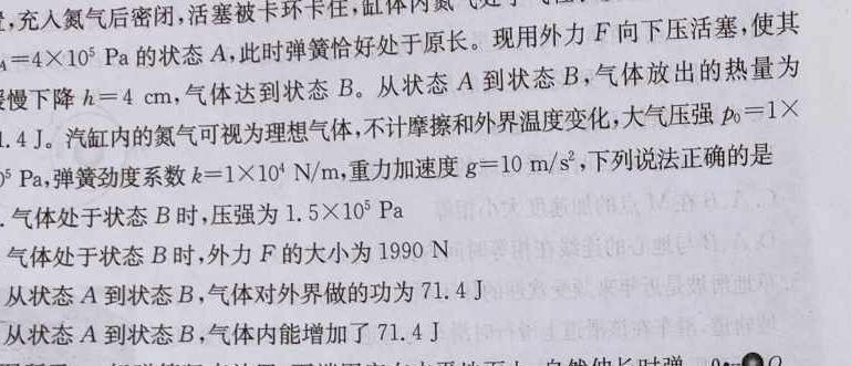 甘肃省高二庆阳第二中学2023-2024学年度第二学期期末考试(9246A)(物理)试卷答案