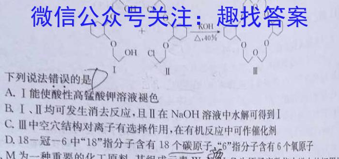 32024年普通高等学校招生全国统一考试模拟检测试题(一)1化学试题