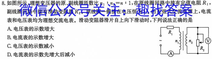 HN优视2023-2024下学期九年级大联考三物理试题答案