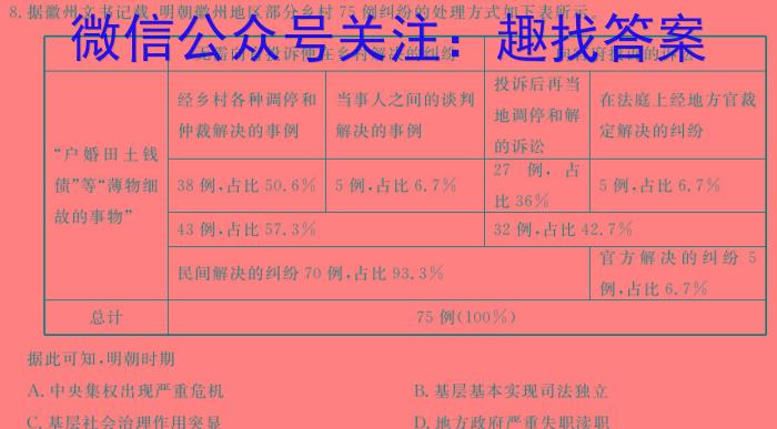 河北省2024年邯郸市中考模拟试题历史试卷答案