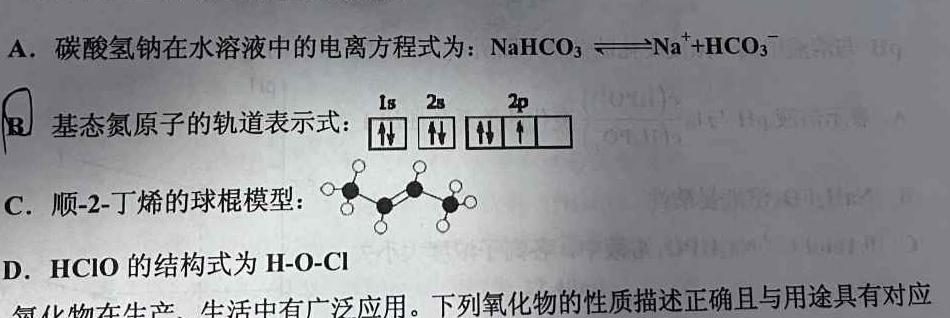 12025届九师联盟 高三第二次模拟考试(25-T-059C)化学试卷答案