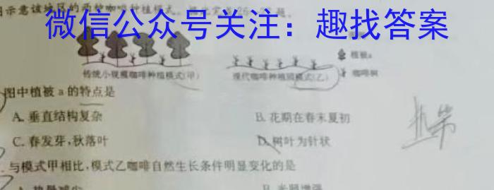 安徽省2023-2024学年度第二学期高二年级阶段性考试（242831D）地理试卷答案