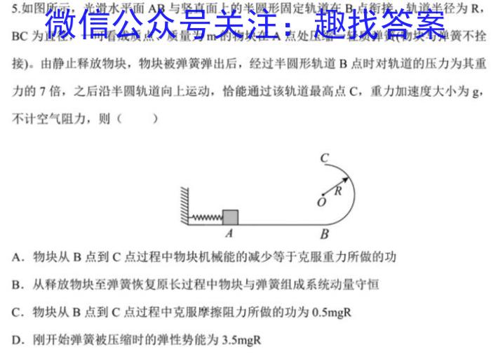 神州智达 2023-2024高一省级联测考试·下学期期末考试物理试卷答案