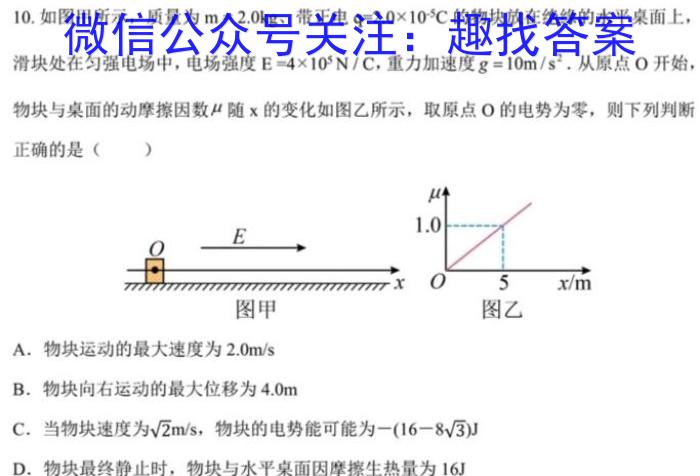 安徽鼎尖教育 2024届高二4月期中考试物理`