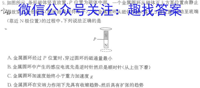 河南省2024年平顶山市中招学科第二次调研试卷九年级物理试题答案