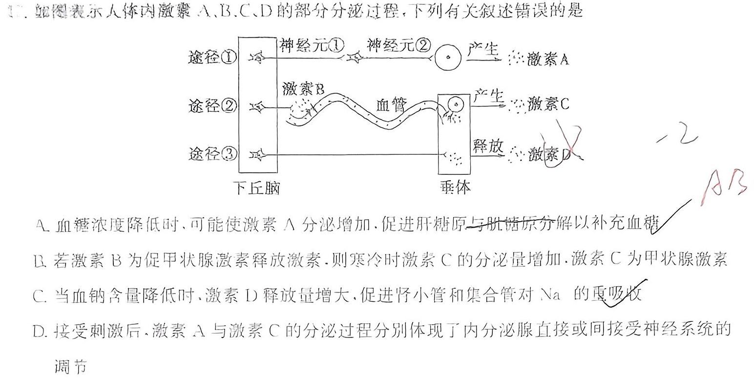 楚雄州中小学2023-2024学年高一下学期期末教育学业质量监测(24-562A)生物学部分