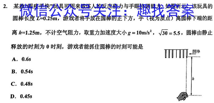 2024年中考安徽名校大联考试卷（二）物理试题答案