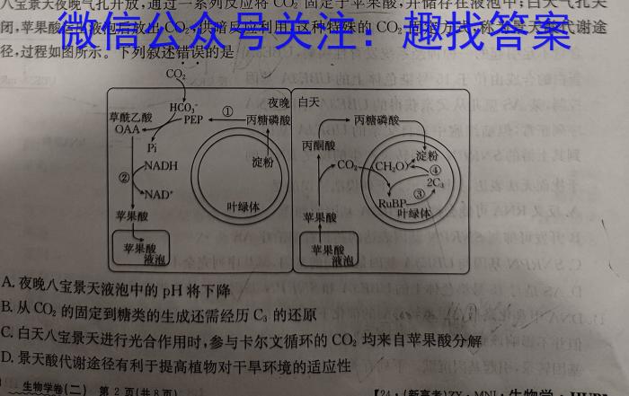 2024届普通高等学校招生全国统一考试冲刺预测·全国卷 YX-F(一)1生物学试题答案