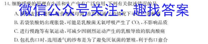 2024年河北省初中毕业生升学文化课模拟考试(导向二)生物学试题答案