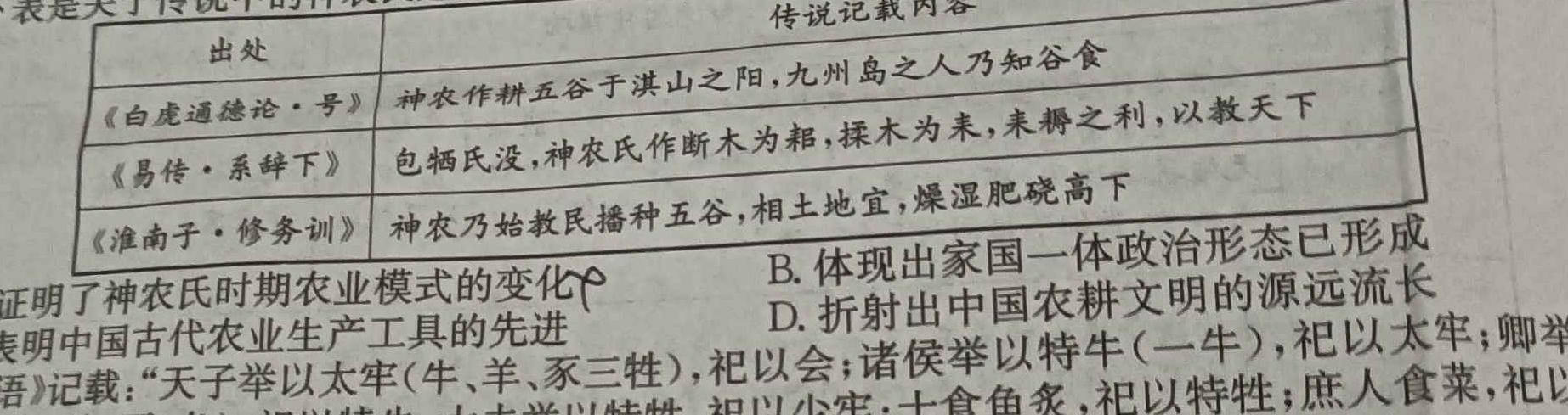 2024年陕西省八年级榆林市义务教育初中阶段教育教学质量检测思想政治部分