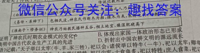 安徽省2024年肥东县九年级第二次教学质量检测历史试卷
