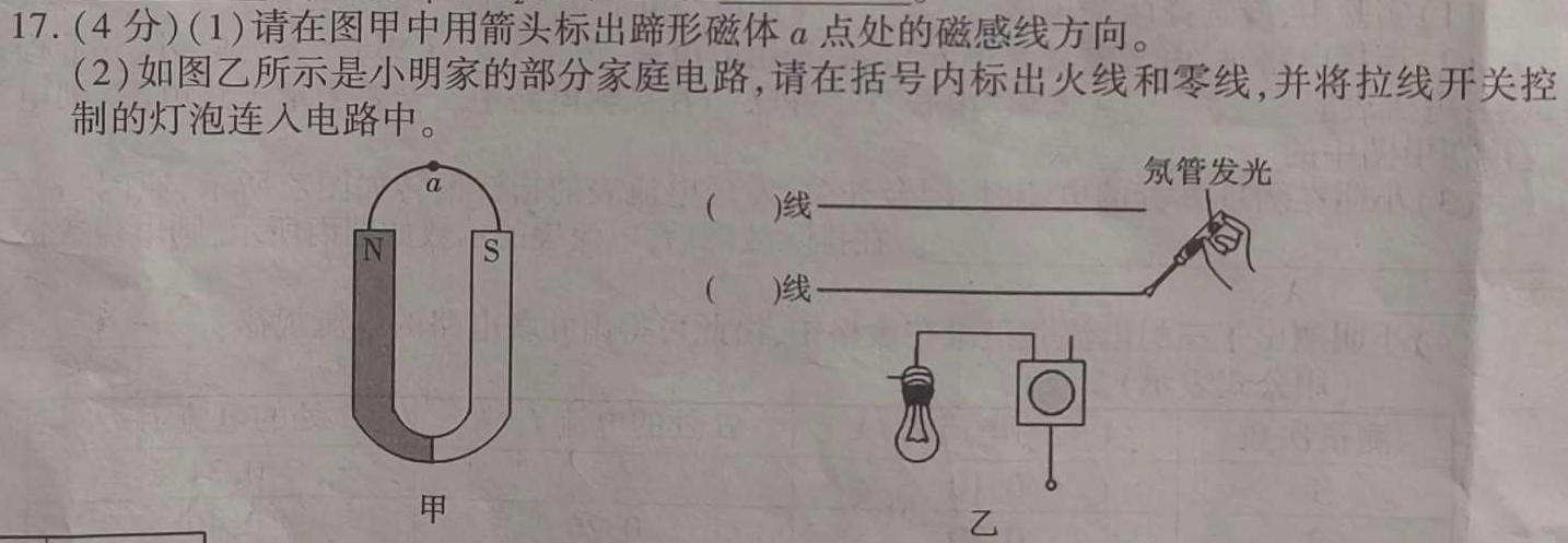 陕西省2023-2024学年第二学期七年级期末质量评价(物理)试卷答案